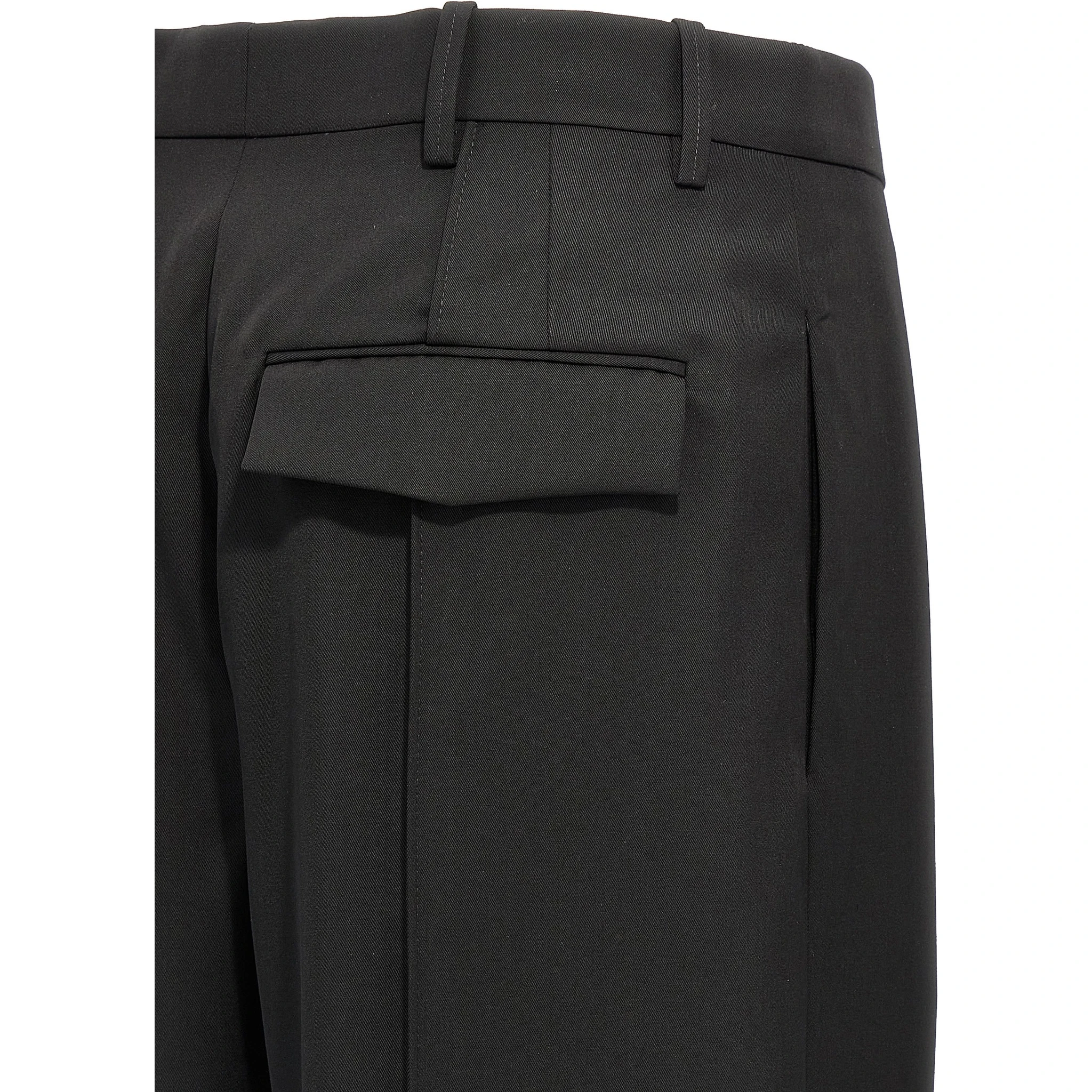 Black Wool Casual Pants