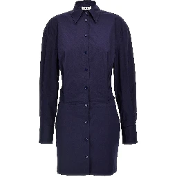 Blue Cotton Short Dress