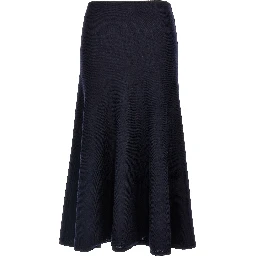 Blue Wool Midi Skirt