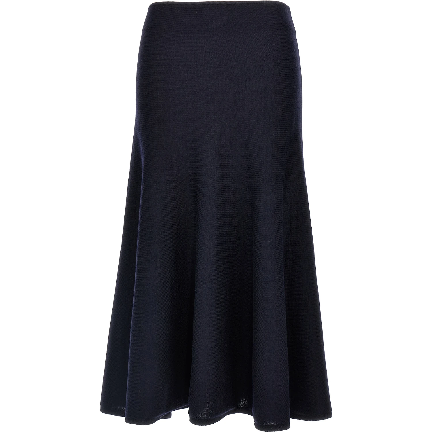 Blue Wool Midi Skirt