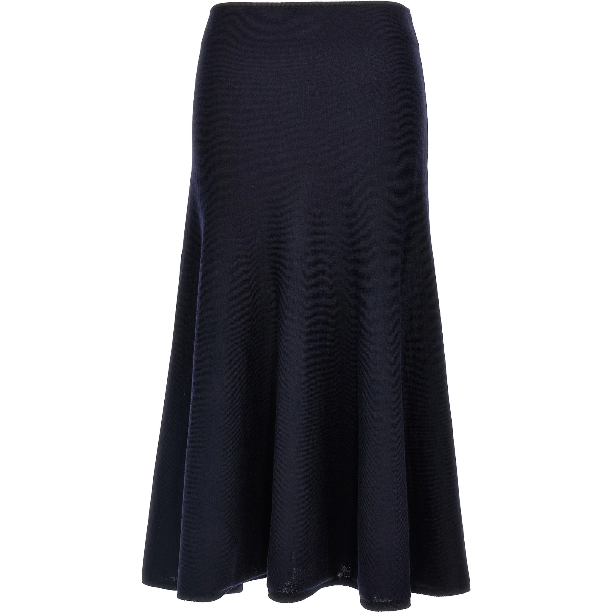Blue Wool Midi Skirt