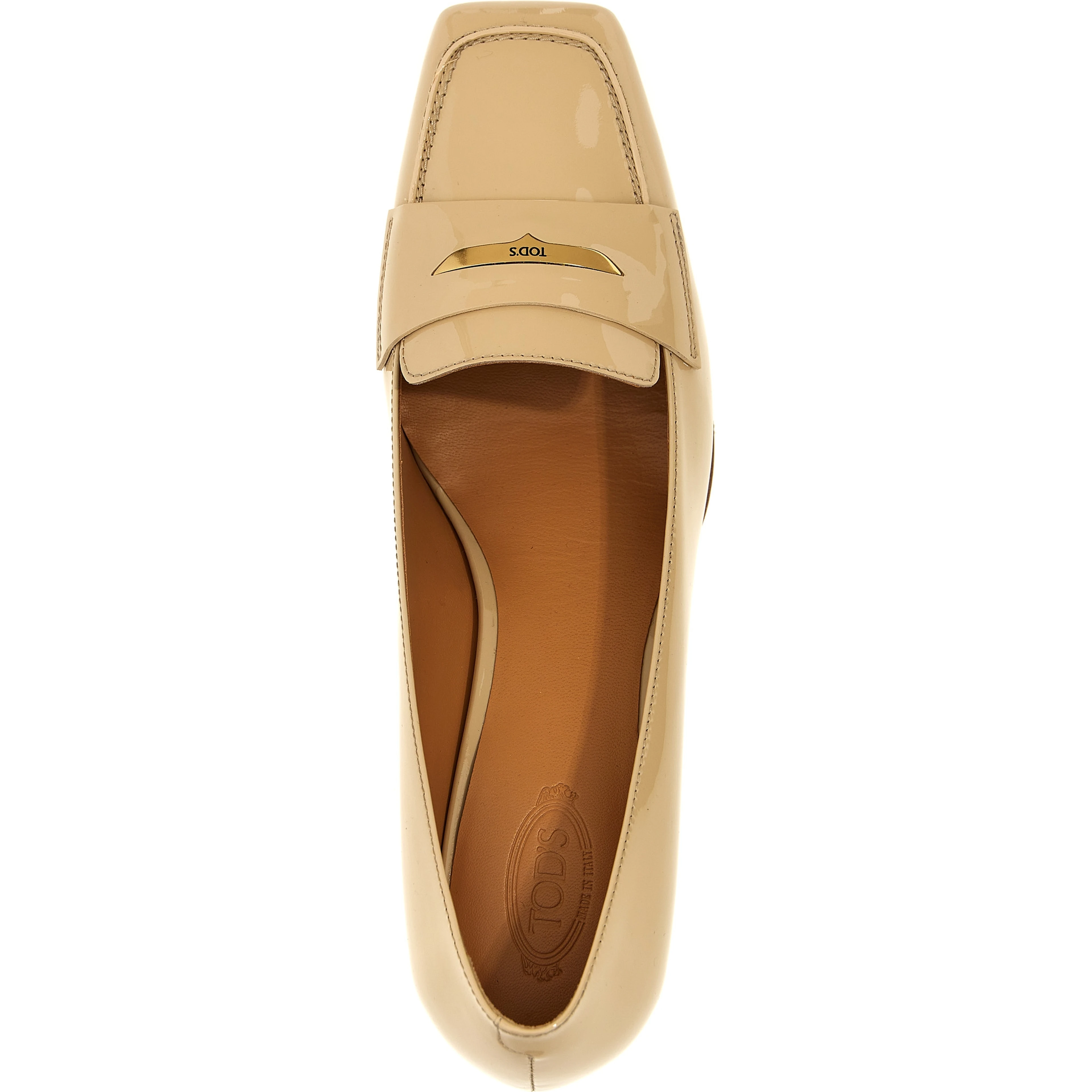 Beige Calfskin Mid Heel Pumps