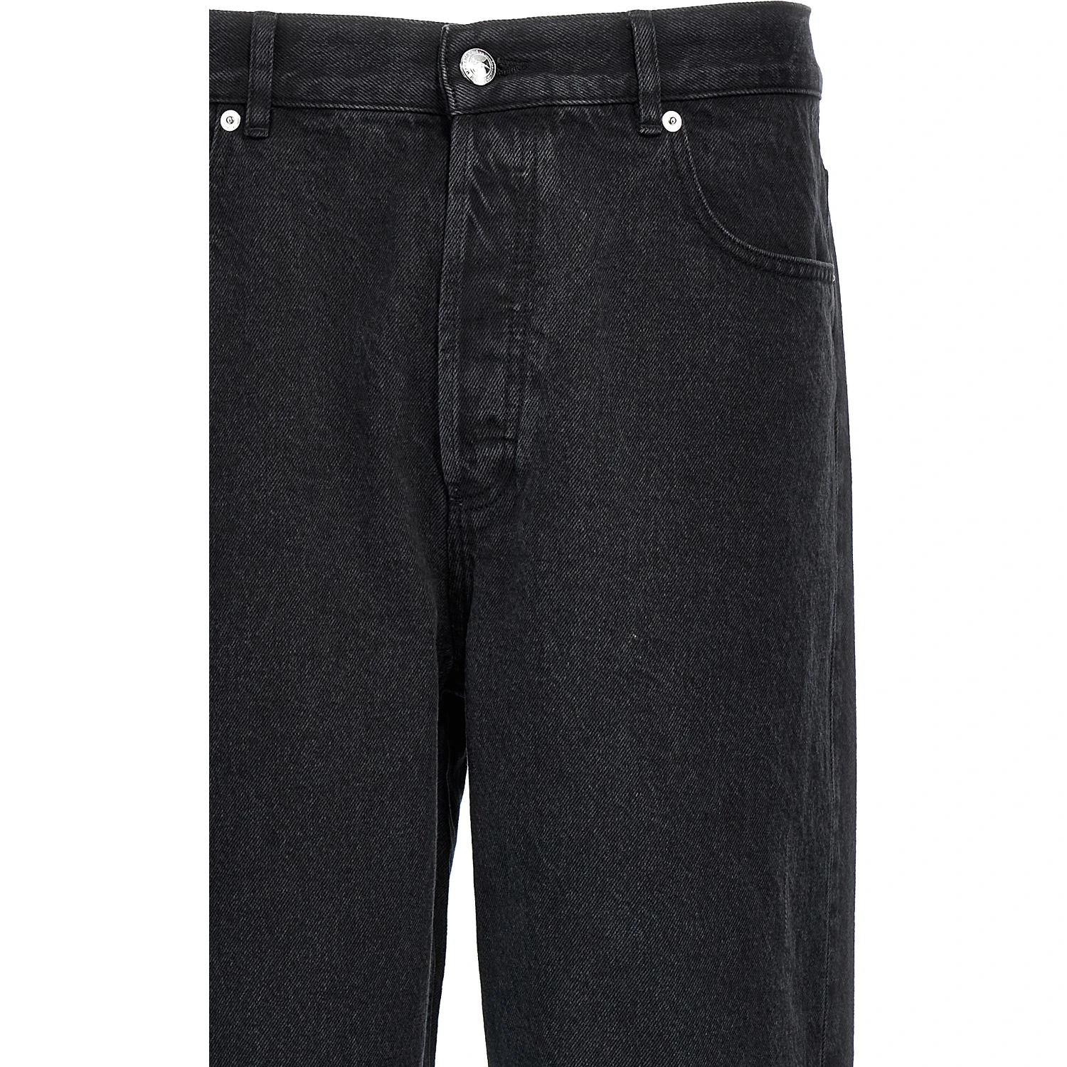 Black Cotton Straight-Leg Jeans