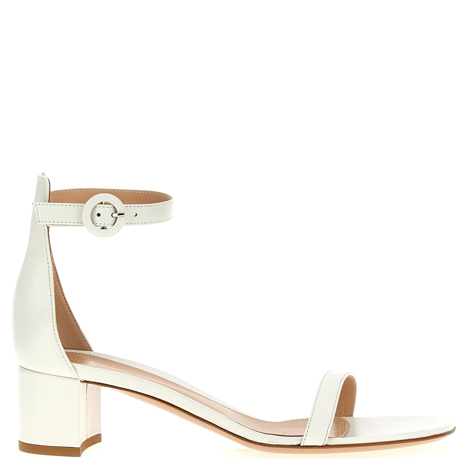 White Leather Flat Sandals