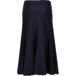 Blue Wool Midi Skirt
