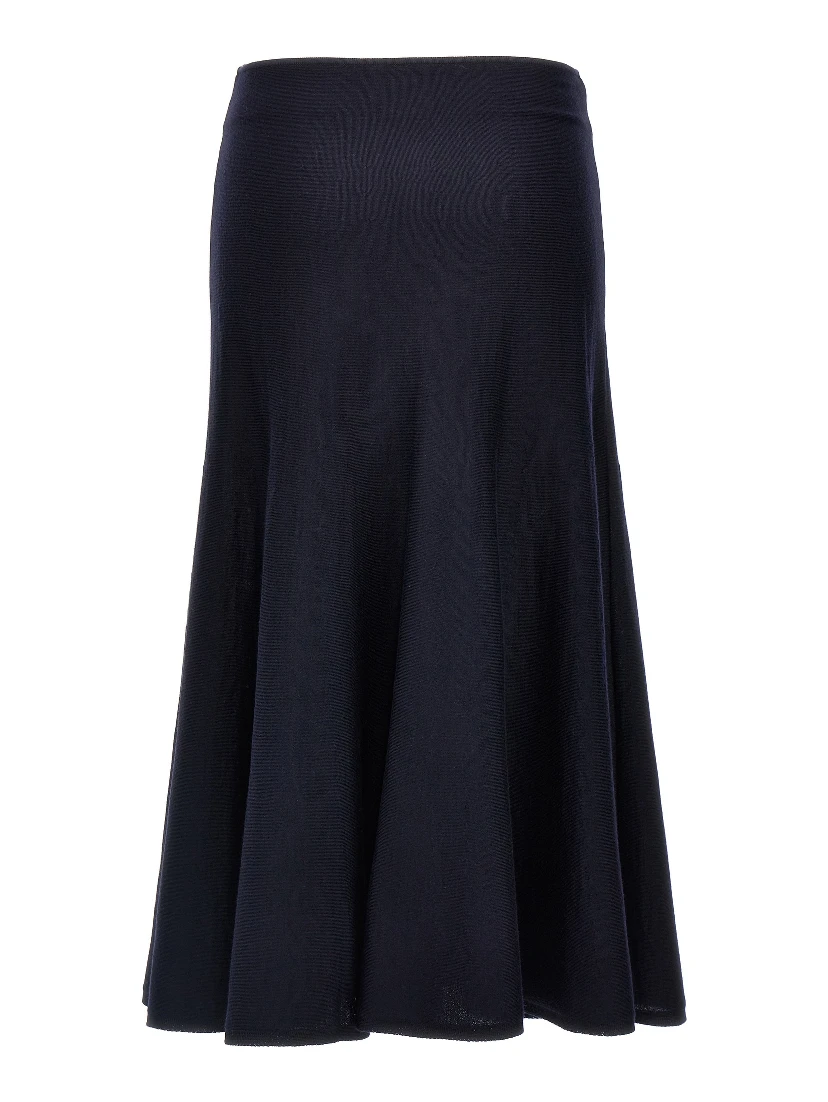 Blue Wool Midi Skirt