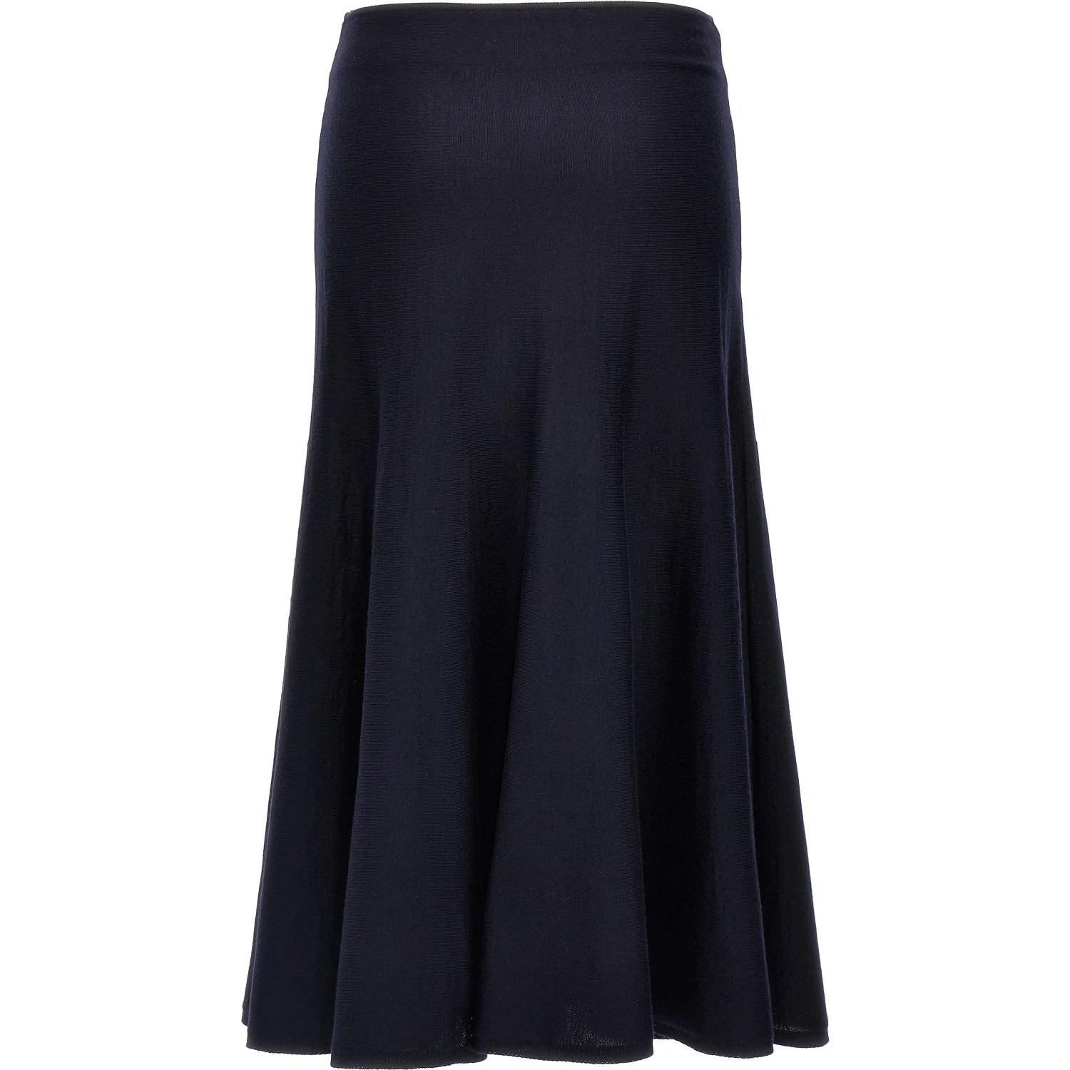 Blue Wool Midi Skirt