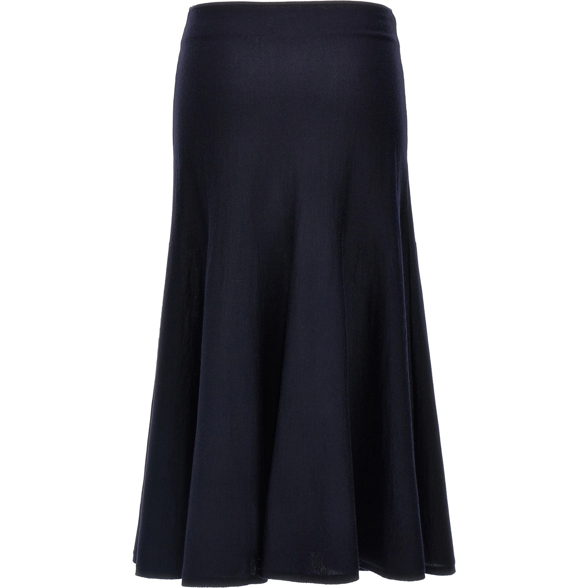Blue Wool Midi Skirt