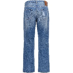 Blue Cotton Straight-Leg Jeans