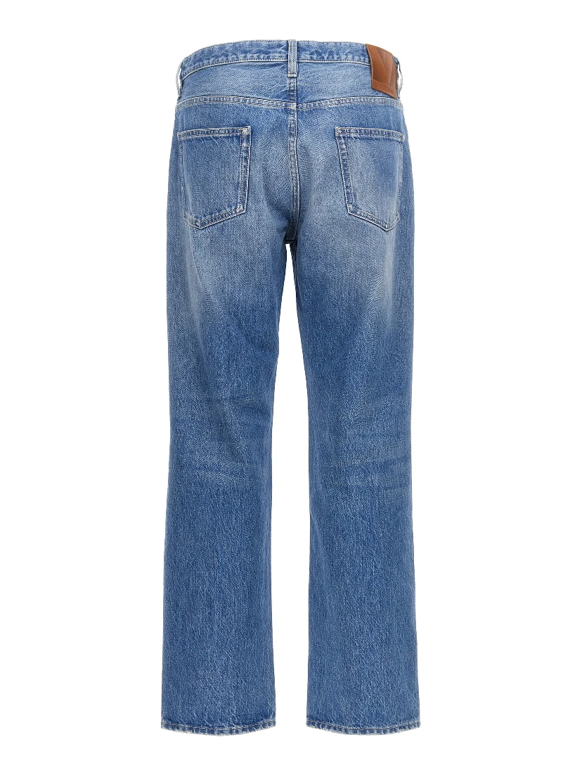 Blue Cotton Straight-Leg Jeans