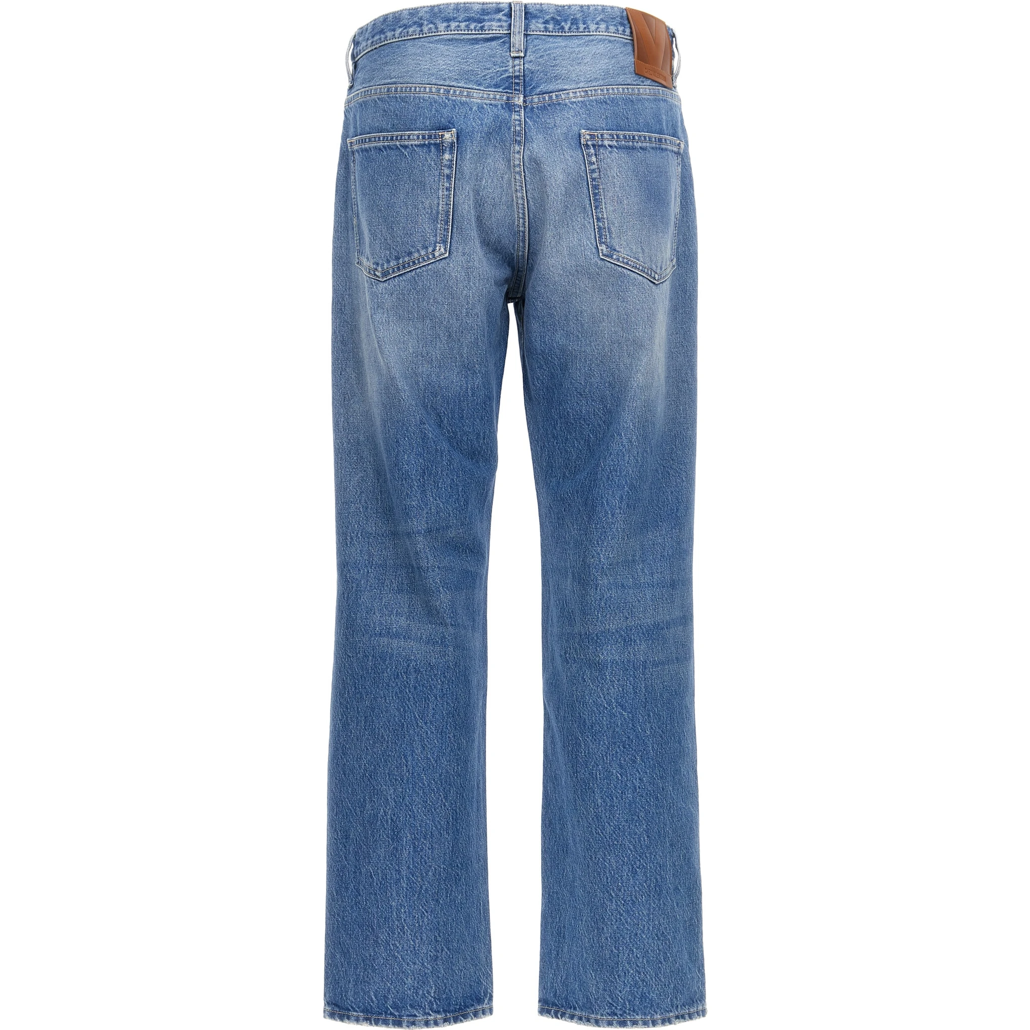 Blue Cotton Straight-Leg Jeans