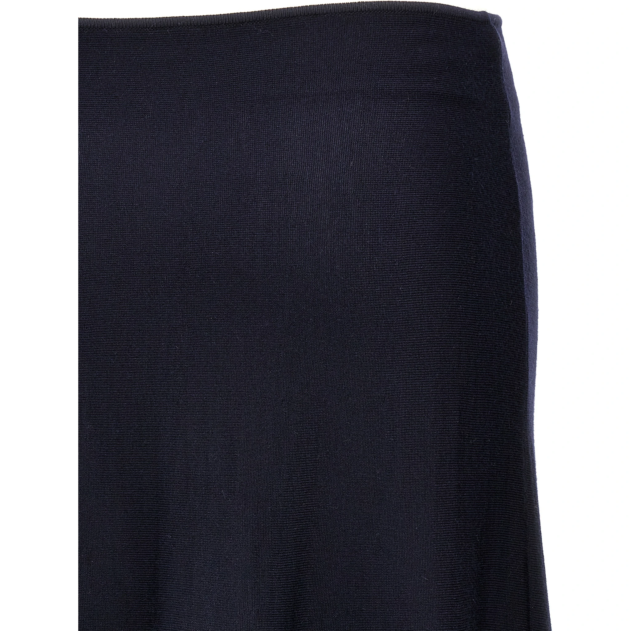 Blue Wool Midi Skirt