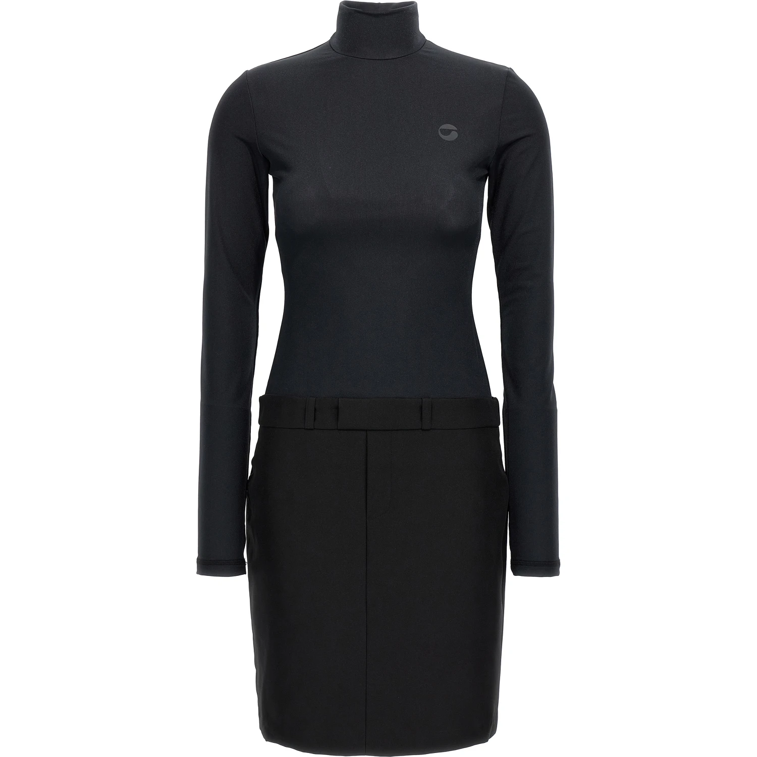 Black Polyester Short Dress