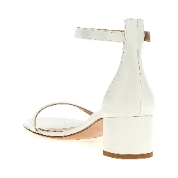 White Leather Flat Sandals