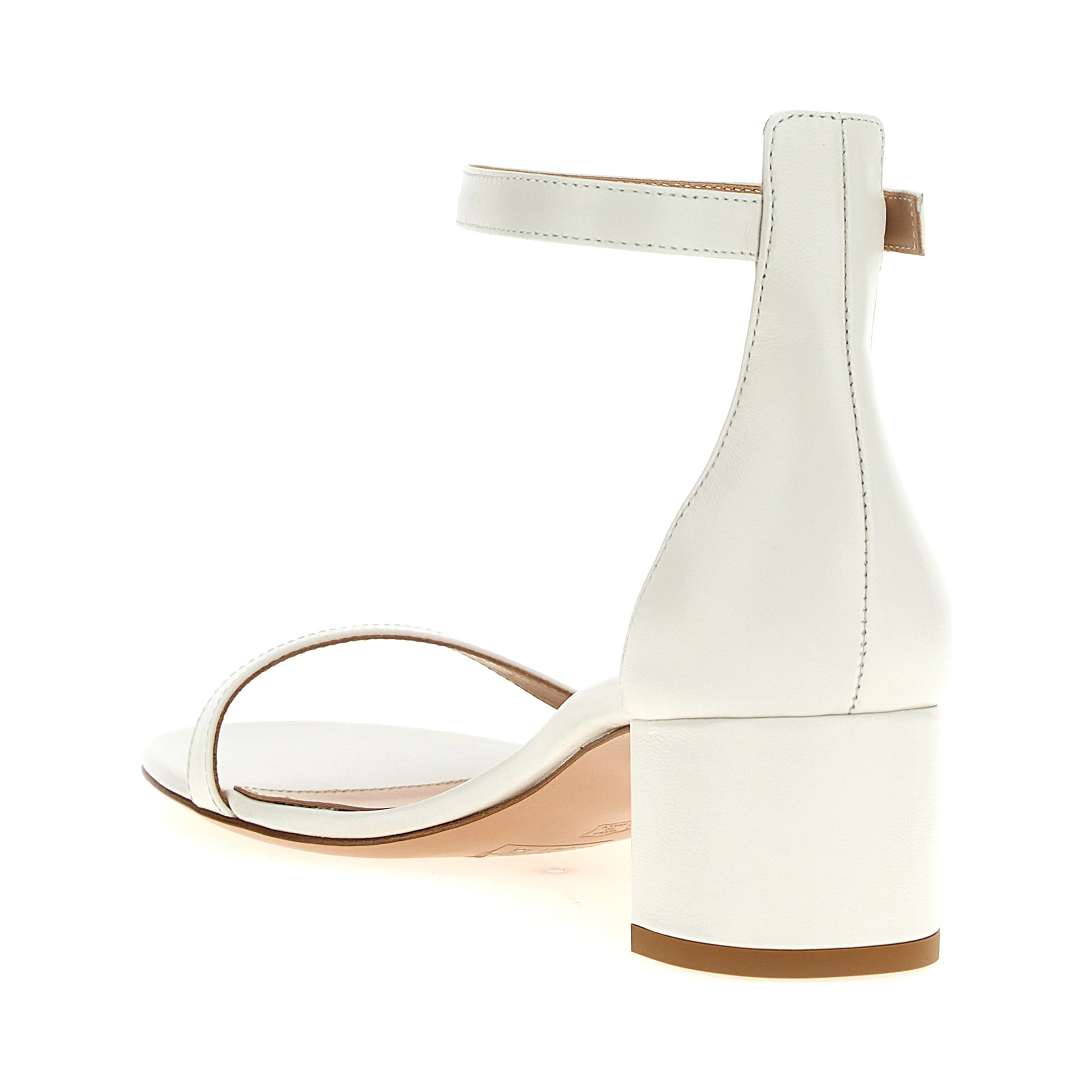 White Leather Flat Sandals