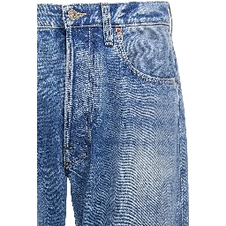 Blue Cotton Straight-Leg Jeans