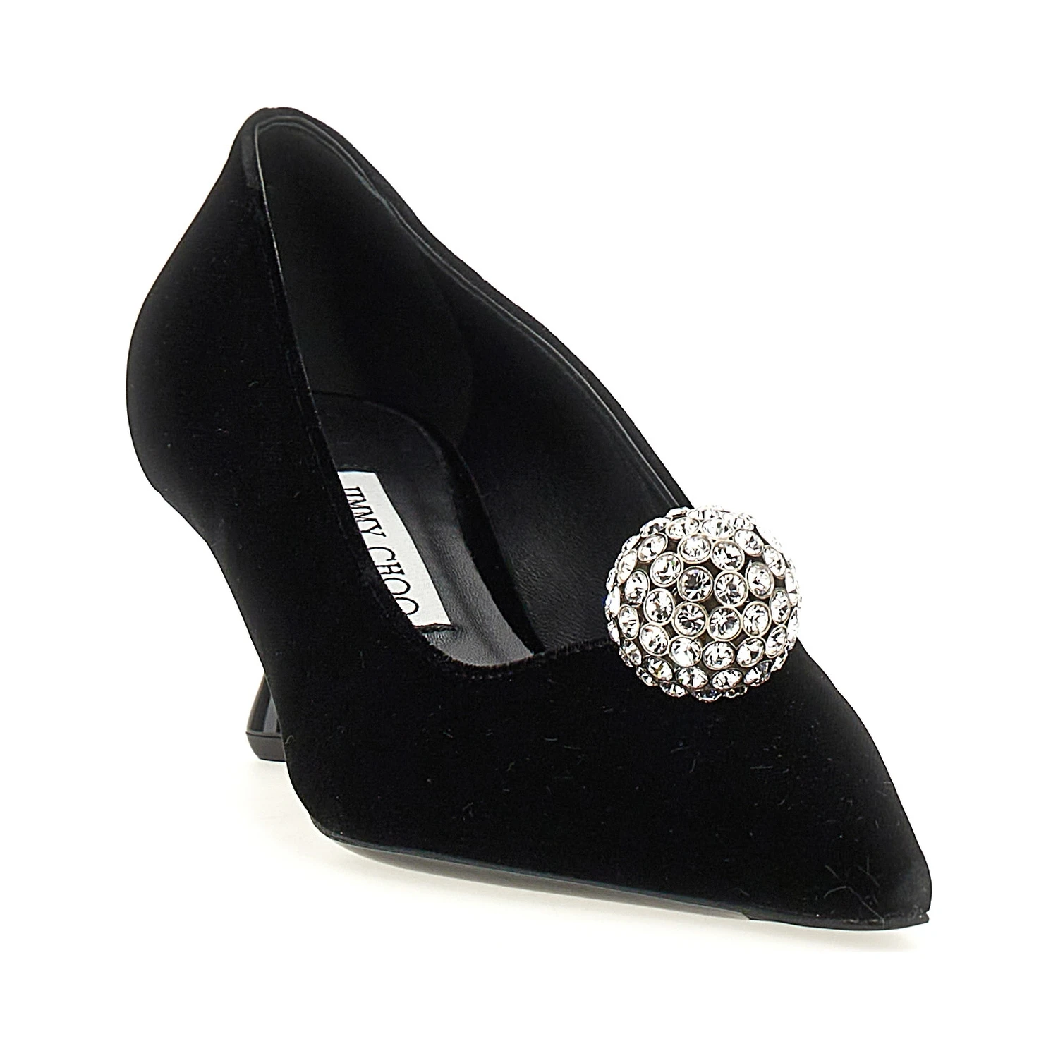 Black Textile Mid Heel Pumps