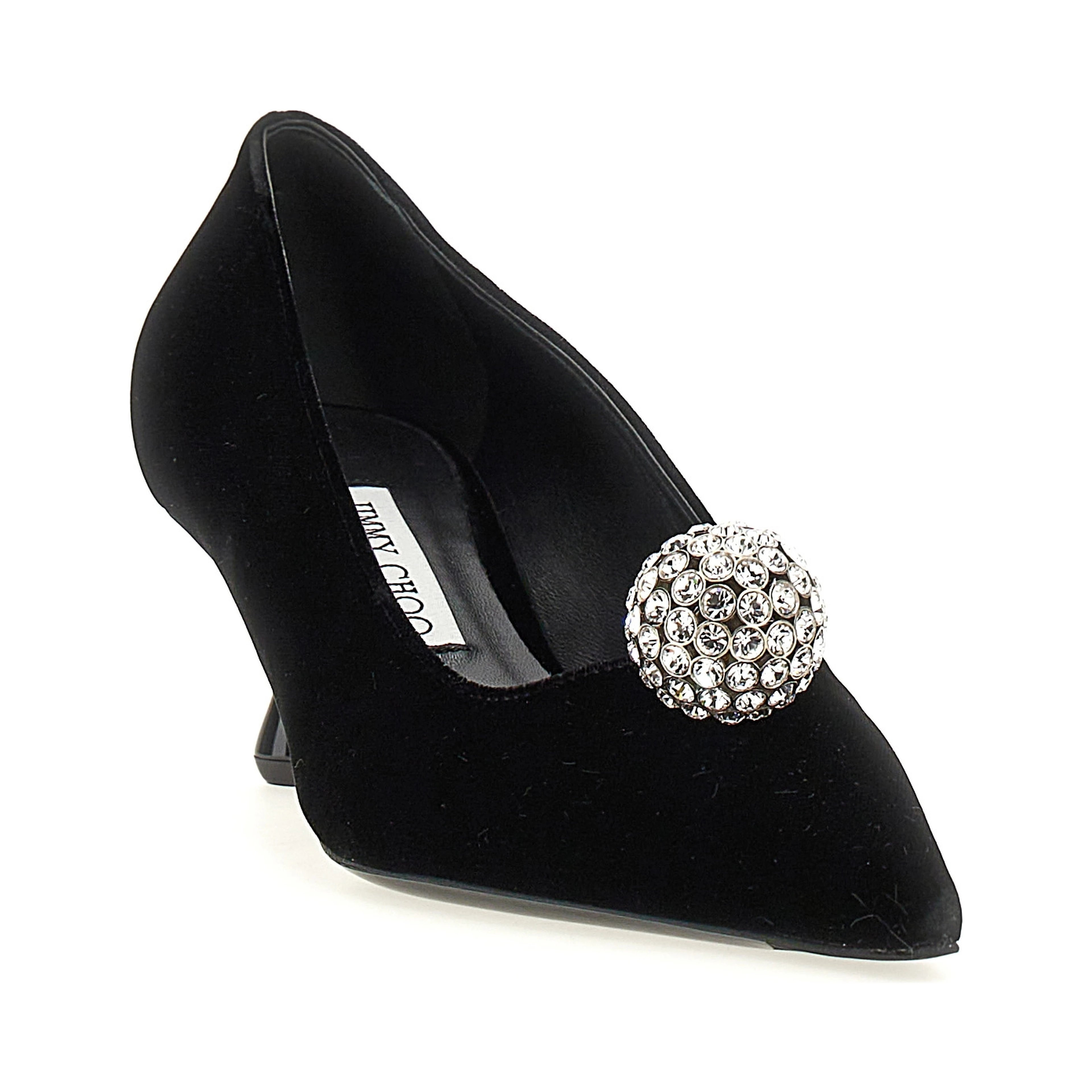 Black Textile Mid Heel Pumps