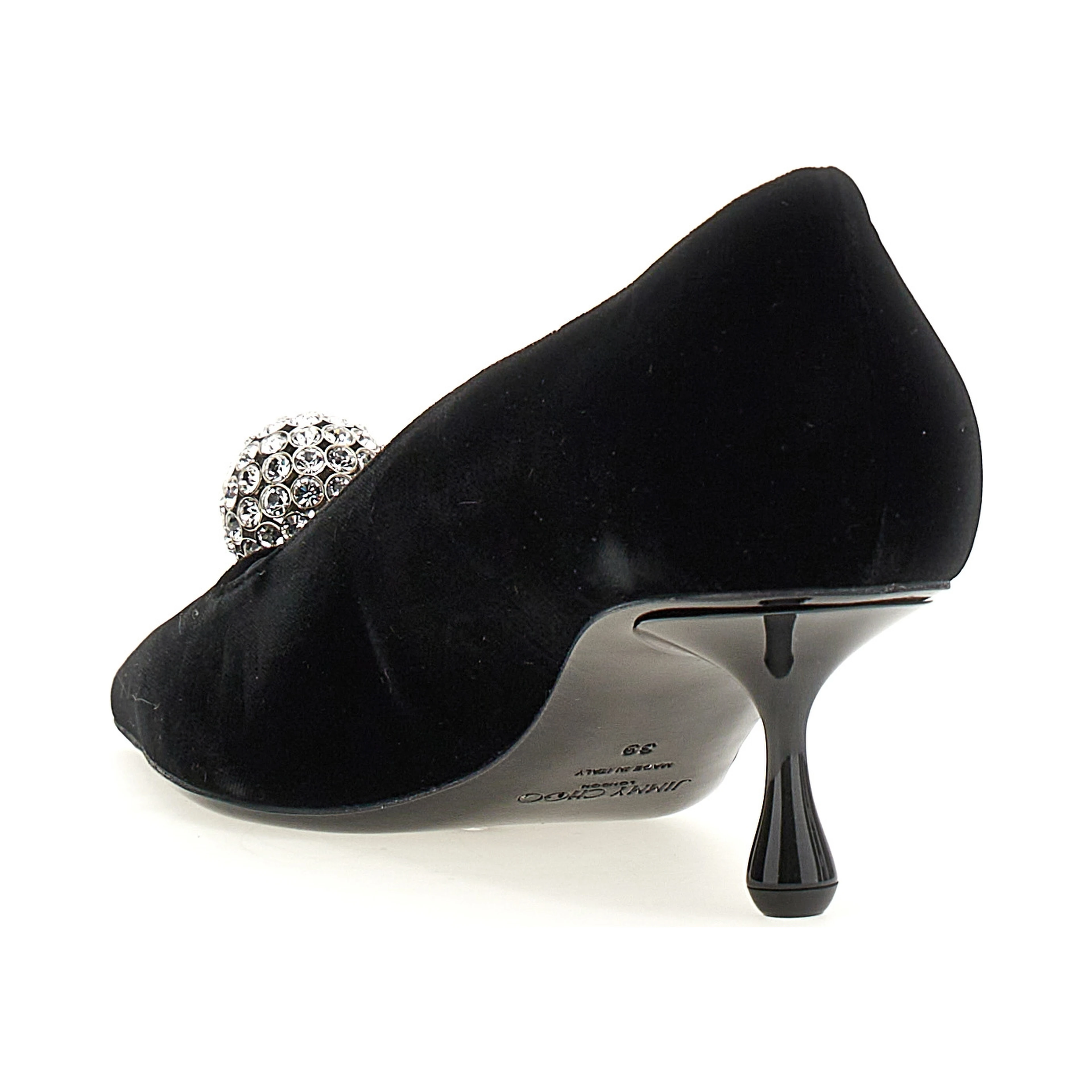 Black Textile Mid Heel Pumps
