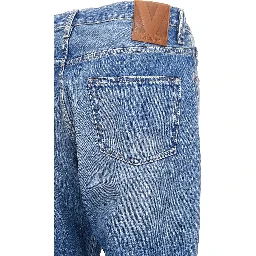 Blue Cotton Straight-Leg Jeans