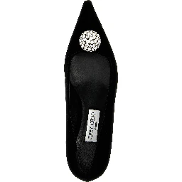 Black Textile Mid Heel Pumps