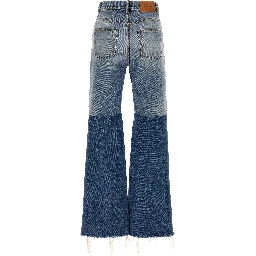 Blue Cotton Flared Jeans