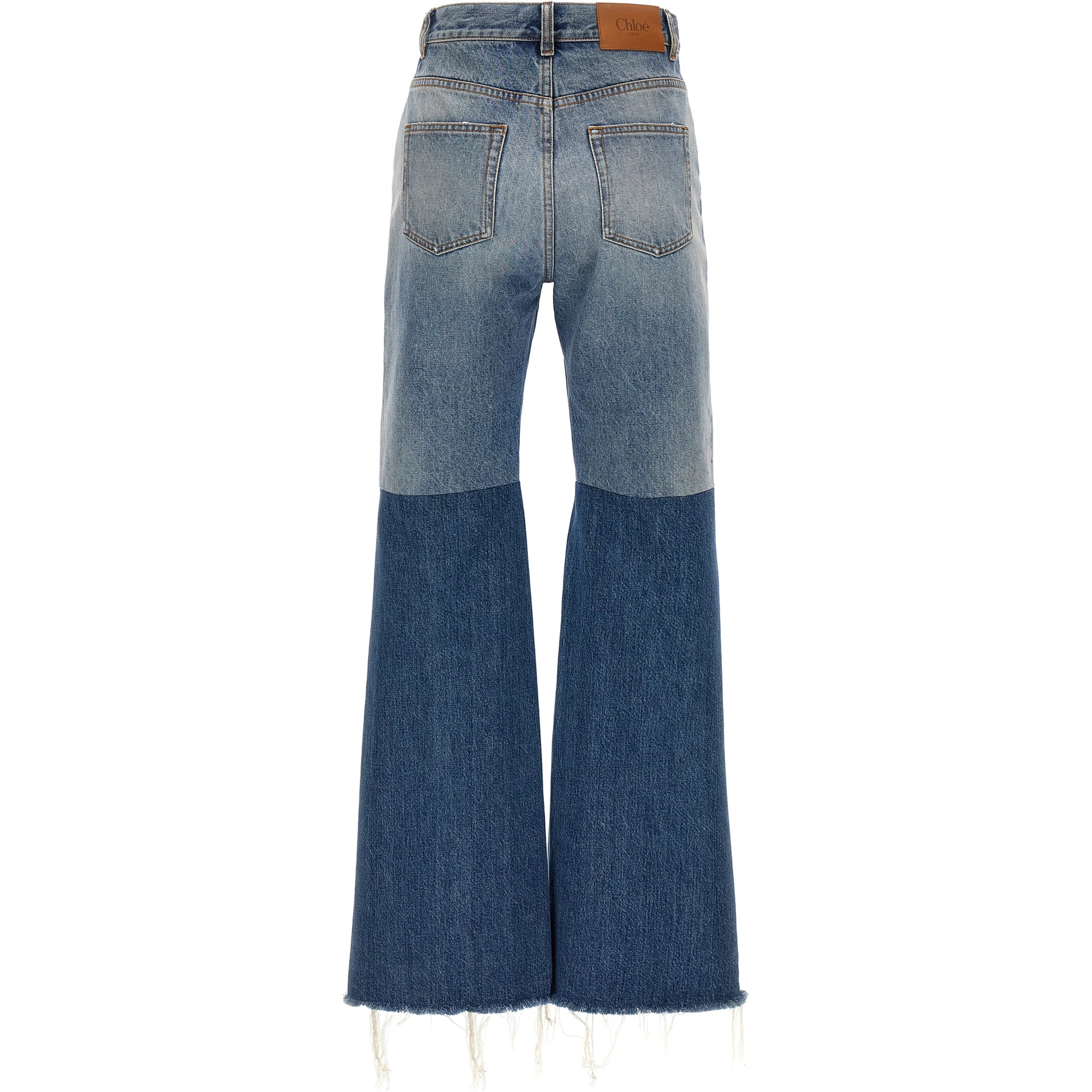 Blue Cotton Flared Jeans