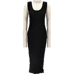 Bicolor Wool Midi Dress