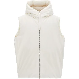 White Polyester Sleeveless Jacket