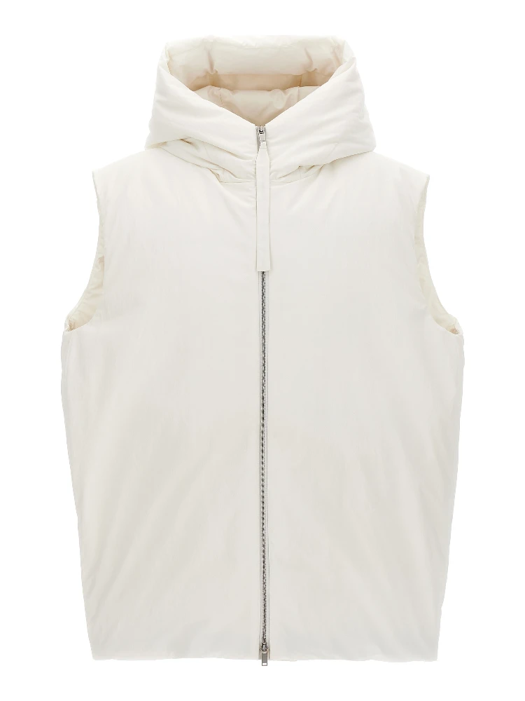 White Polyester Sleeveless Jacket