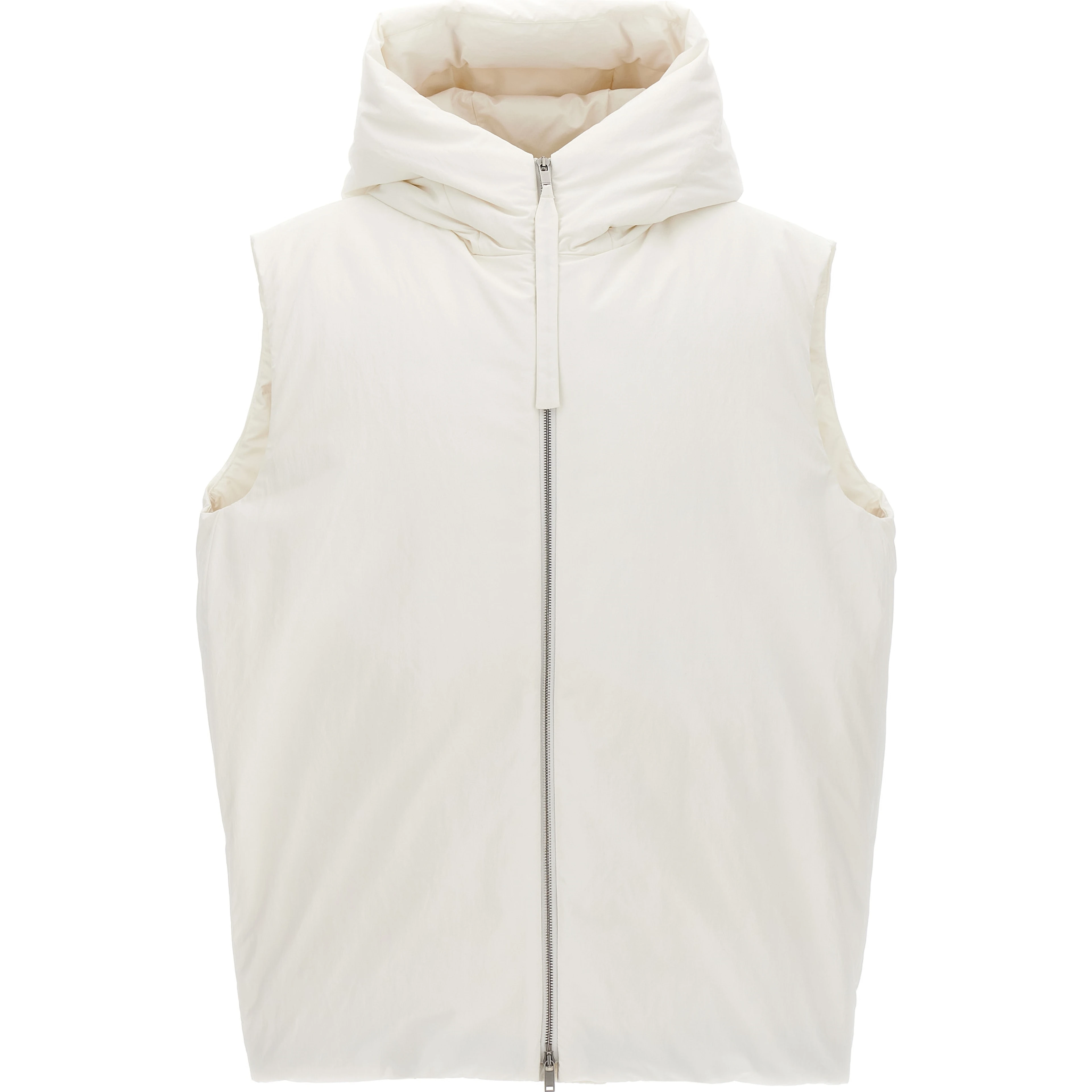 White Polyester Sleeveless Jacket