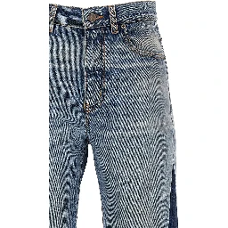 Blue Cotton Flared Jeans
