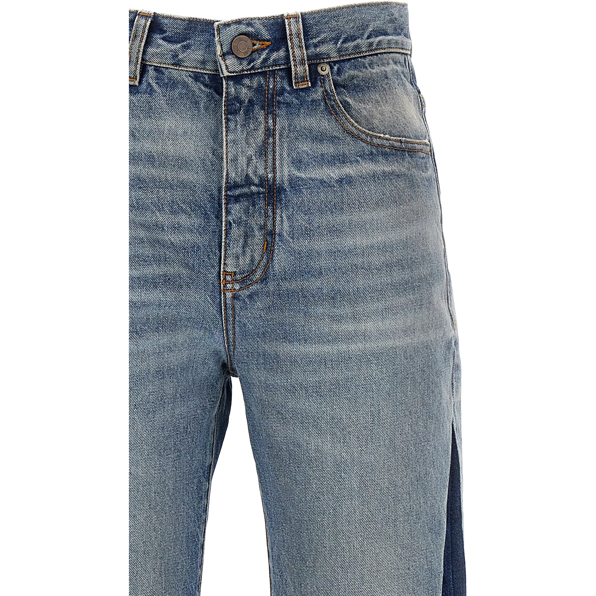 Blue Cotton Flared Jeans