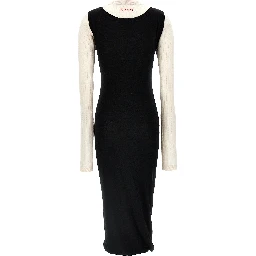 Bicolor Wool Midi Dress