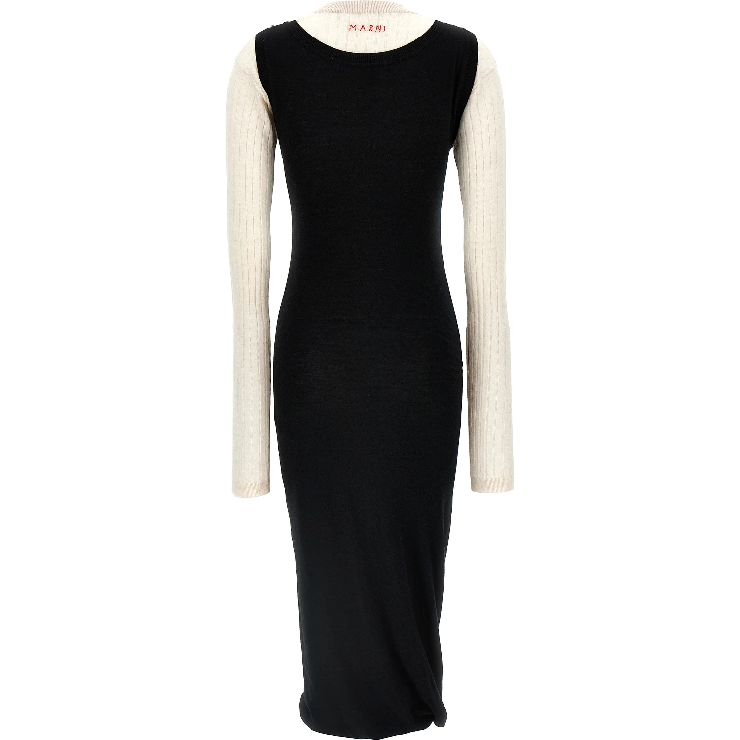 Bicolor Wool Midi Dress
