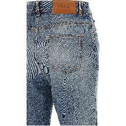 Blue Cotton Flared Jeans