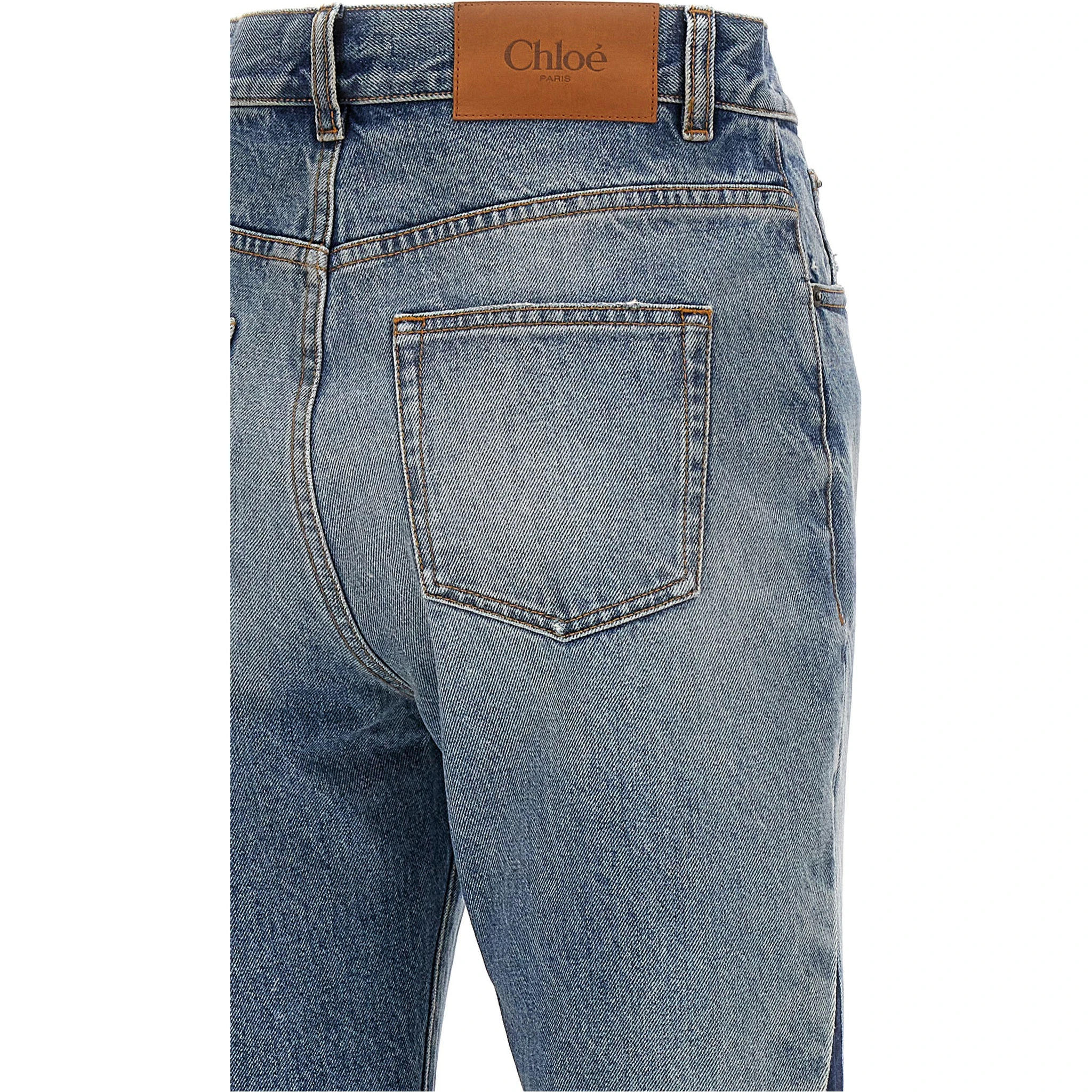 Blue Cotton Flared Jeans