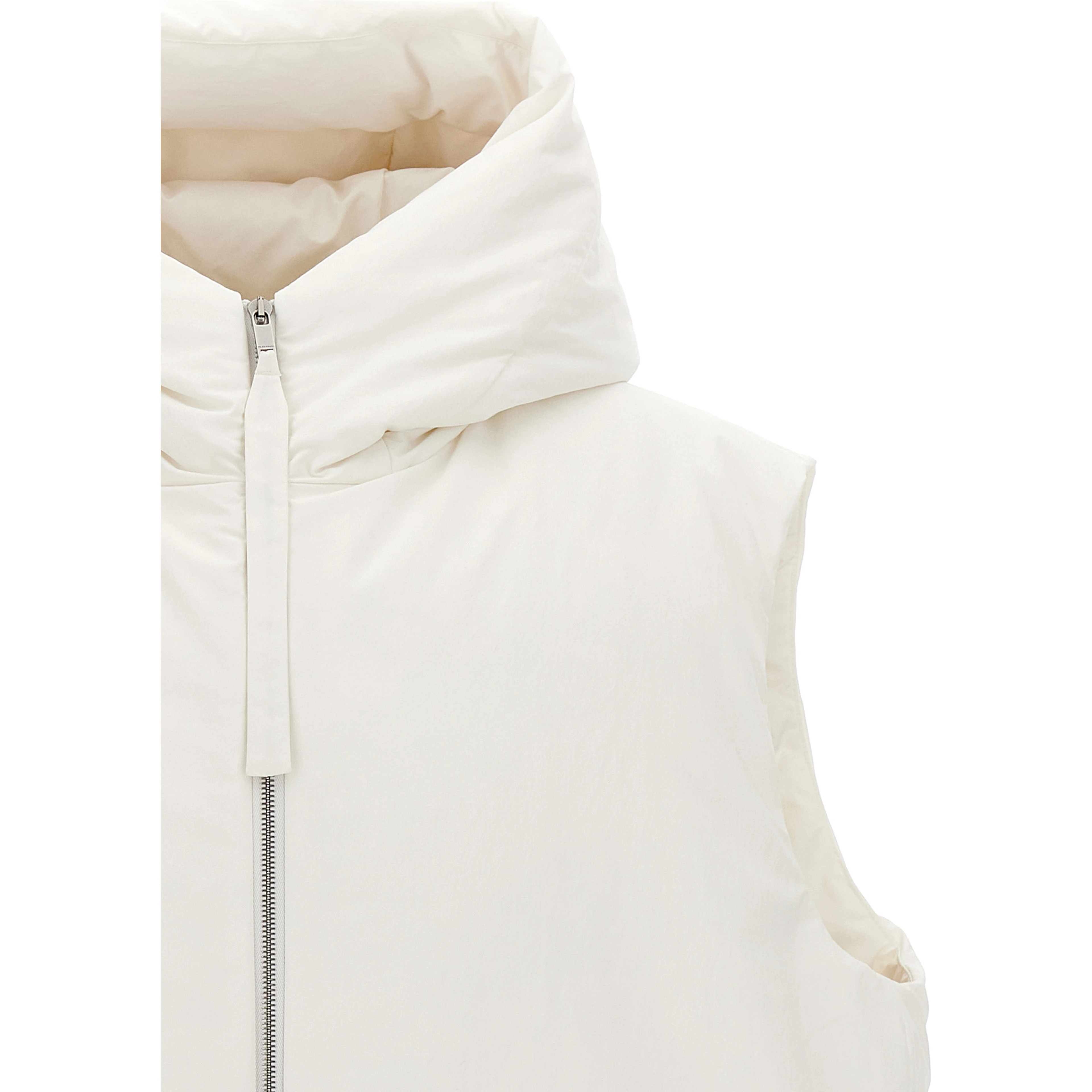 White Polyester Sleeveless Jacket