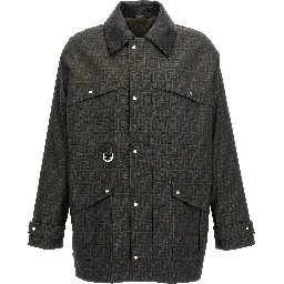Brown Polyester Full-Length Jacket
