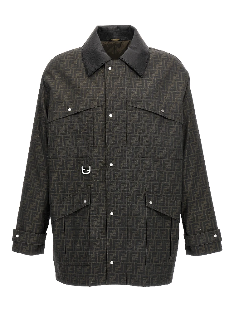 Brown Polyester Full-Length Jacket