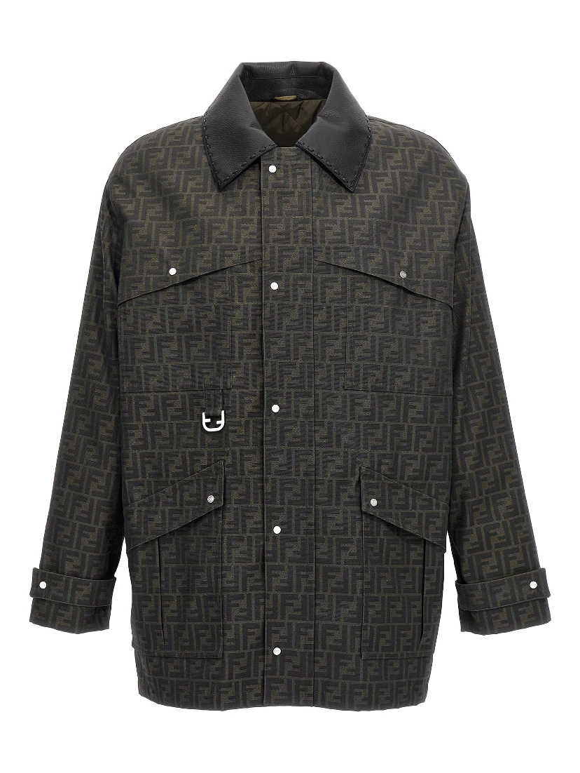 Brown Polyester Full-Length Jacket