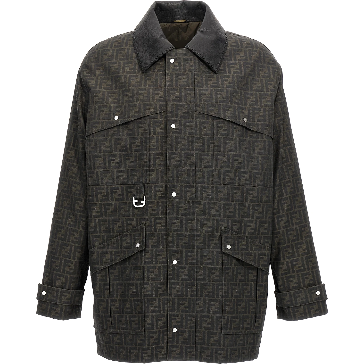 Brown Polyester Full-Length Jacket