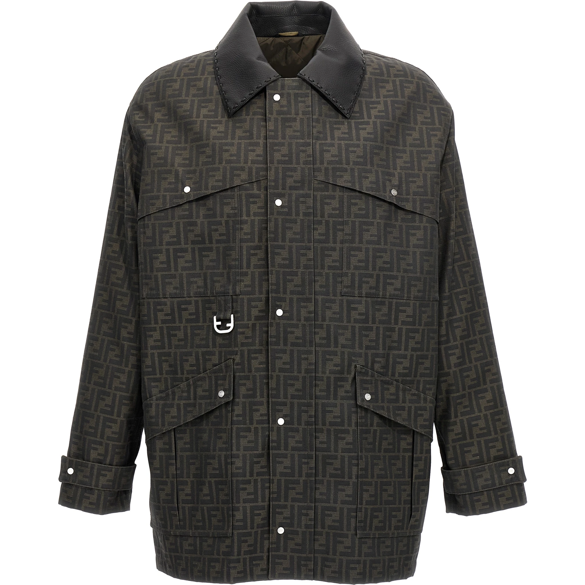 Brown Polyester Full-Length Jacket