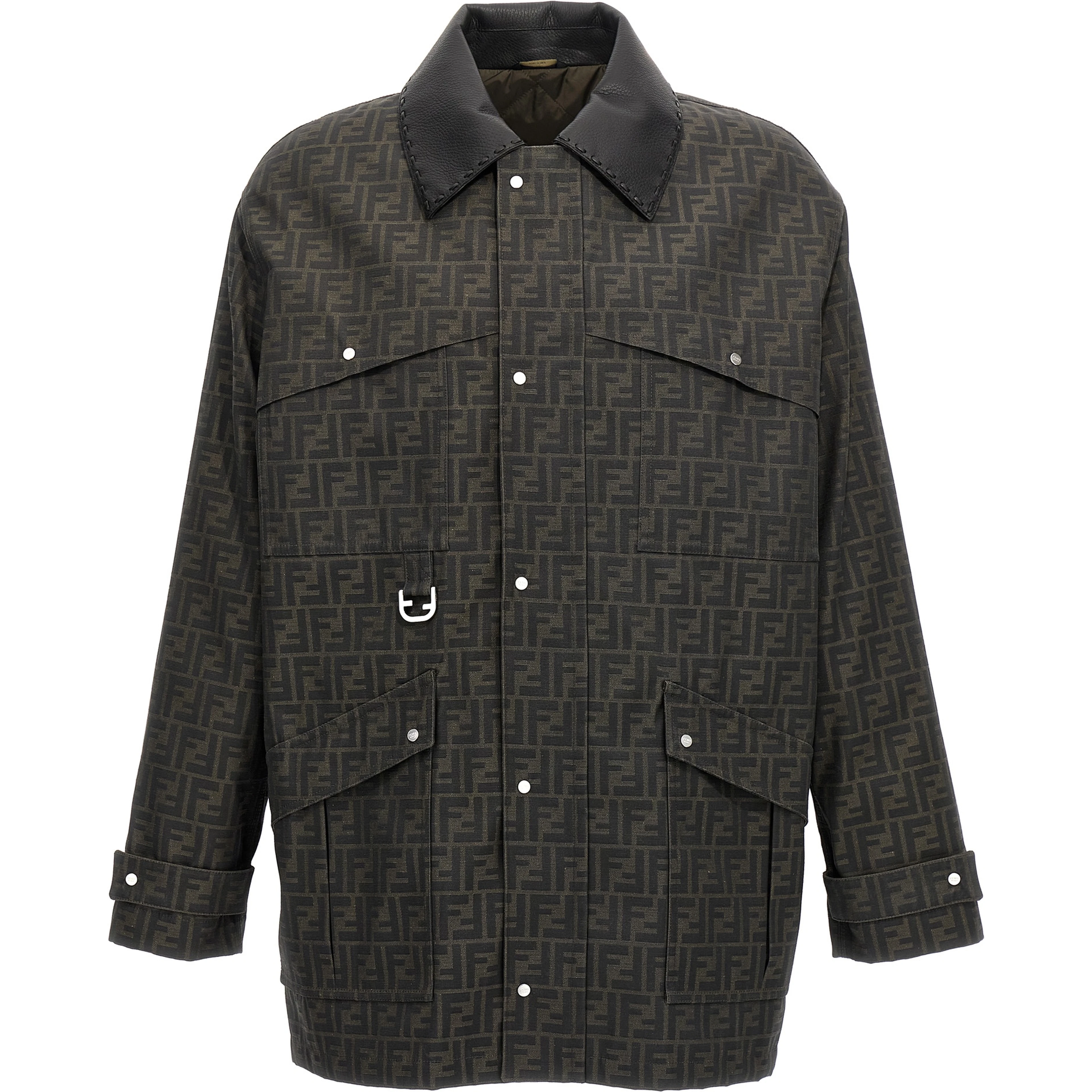 Brown Polyester Full-Length Jacket