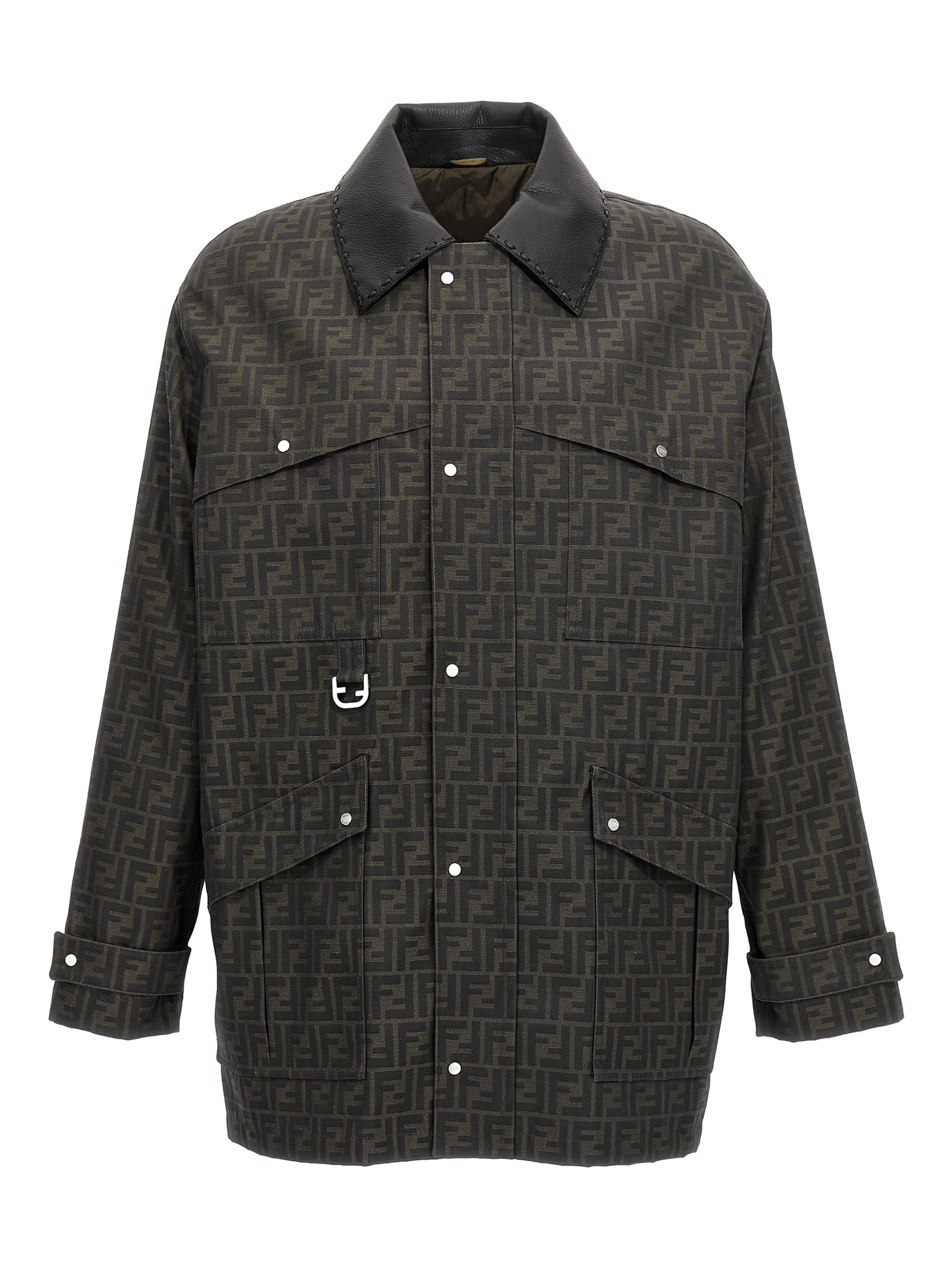 Brown Polyester Full-Length Jacket