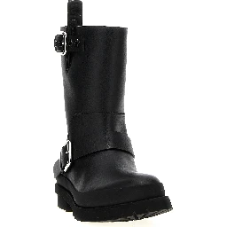 Black Polyester Ankle Boots