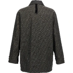 Brown Polyester Full-Length Jacket