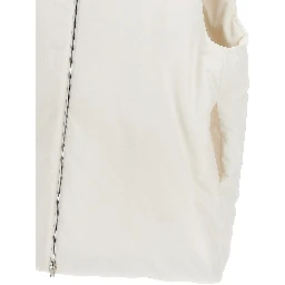 White Polyester Sleeveless Jacket