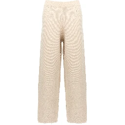 Beige Viscose Casual Pants