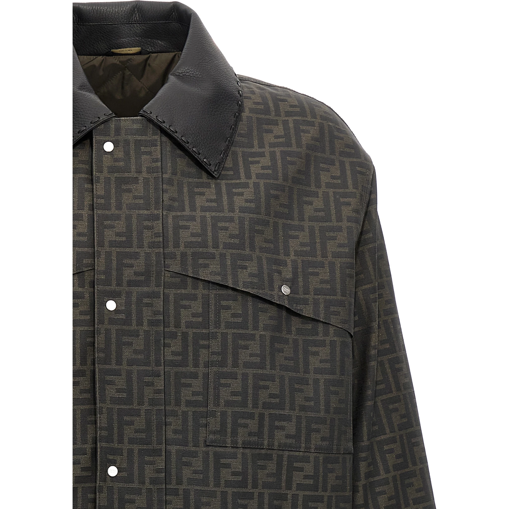 Brown Polyester Full-Length Jacket